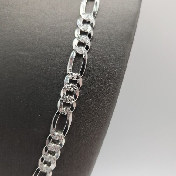 925 sterling silver figaro chain necklace 24" A+ - Picture 3 of 7